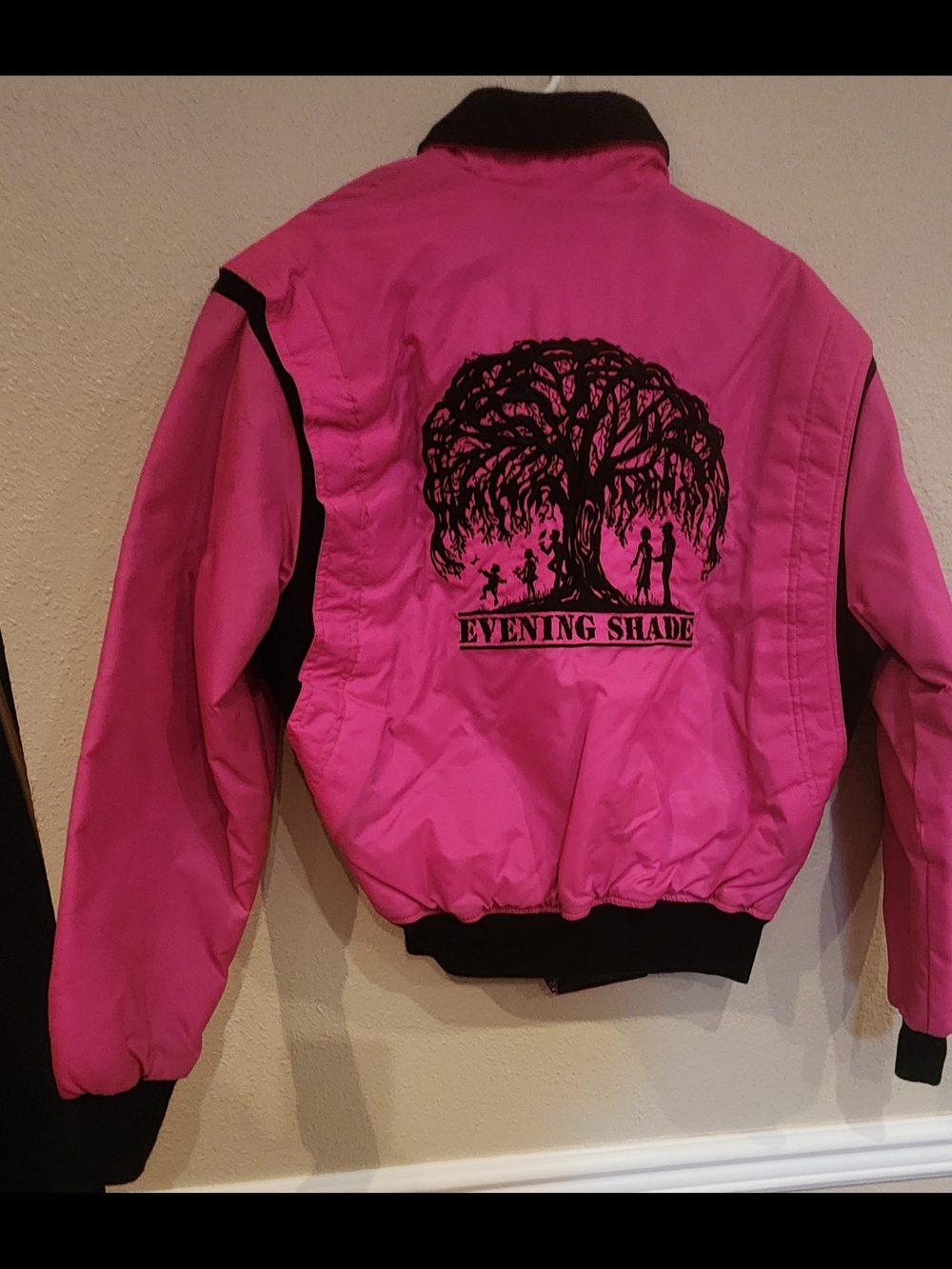 Evening Shade Pink Bomber Jacket with Black Tree Graphic